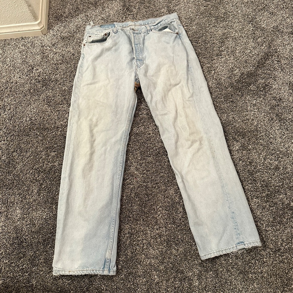 Vintage Levi's 501 Jeans 34x30 Light Wash Denim Distressed Made in USA 90s